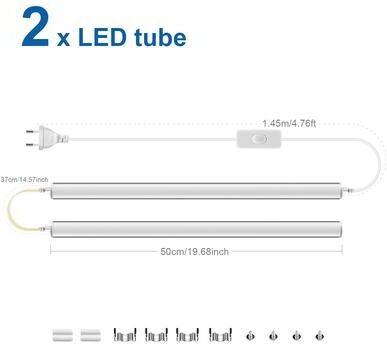Shop Station LED Tube Light Wall Mount Bar Lamp With EU Plug For Bedroom, Cabinets & Home Lighting 2pcs natural White