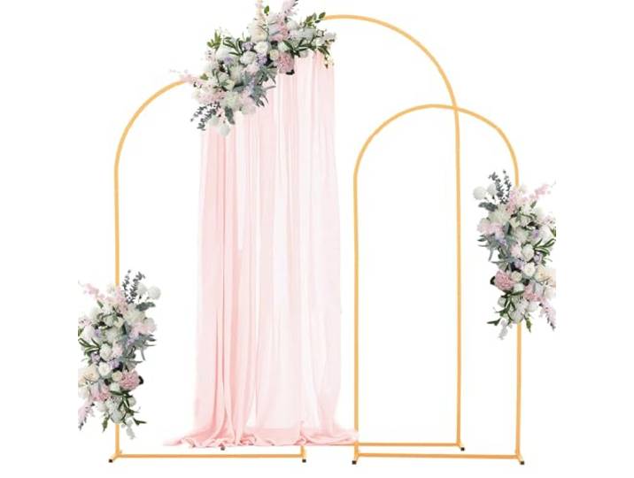 VEVOR Arche de Mariage Lot de 3 Support de Fond Arche 2\,2 m 2 m 1\,8 m pour Décoration de Mariage\, Anniversaires\, Remises de Diplômes\, Fêtes\, Cérémonies\, Célébrations\, Structure Stable en Métal\, Doré