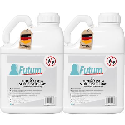 FUTUM 2x5L Silberfischspray / Asselspray bekämpft Insekten, Eier, Larven, Insektenspray ohne Biozide auf Wasserbasis, Sofortwirkung ohne Flecken