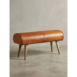 Sitzbank – Echtleder/Holz, 100x53x40 cm, Springbock