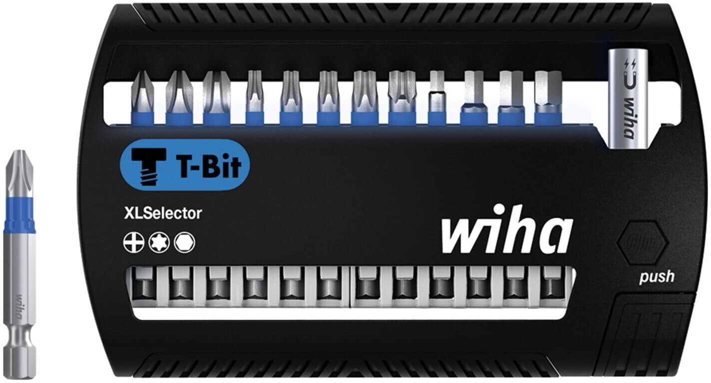 Wiha Bit Set XLSelector 13-tlg. I T-Bit 50 mm PH, TX, Sechskant 1/4" E6,3 I magnetischer Bithalter I Impact- & Schlagschrauber geeignet (41831))