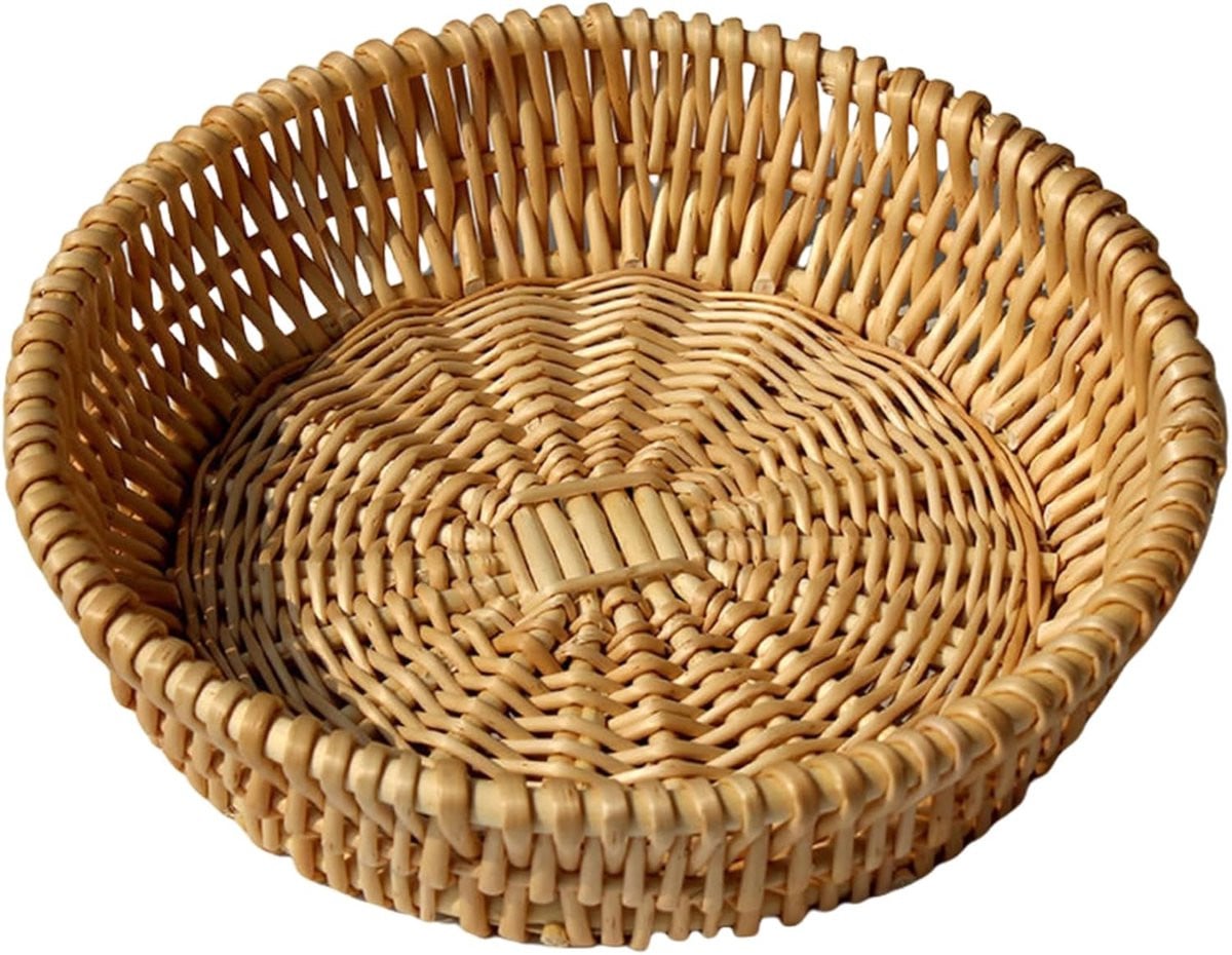 Handgeweven Rotan Dienblad - Rieten Mand voor het serveren van brood - Naturel - 25 cm