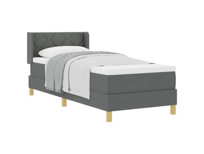 PUGYNBK Boxspringbett, Dunkelgrau, 200 x 80 cm Lattenrost, verstellbares Kopfteil, Holz und Polyester, moderner Stil