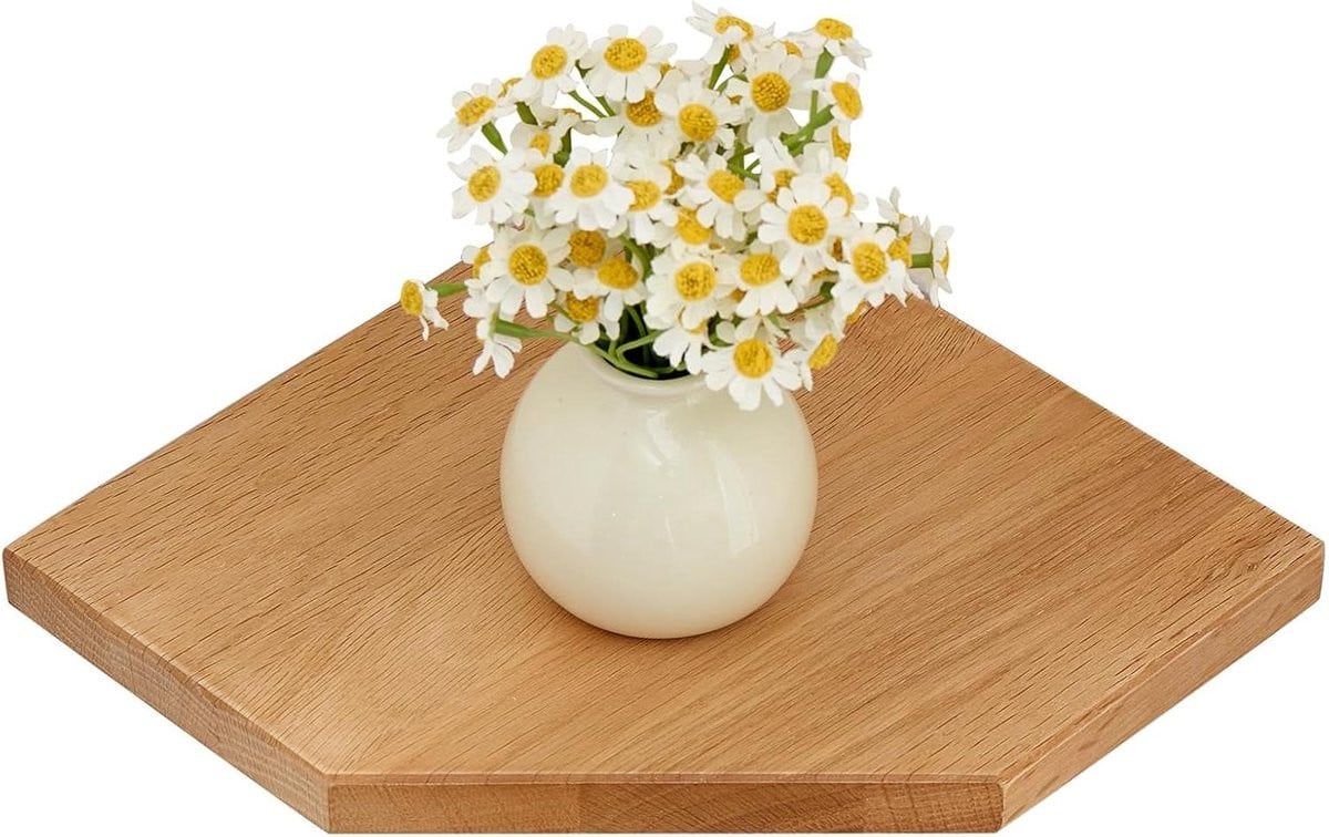 Wit zwevende hoekplank van eikenhout