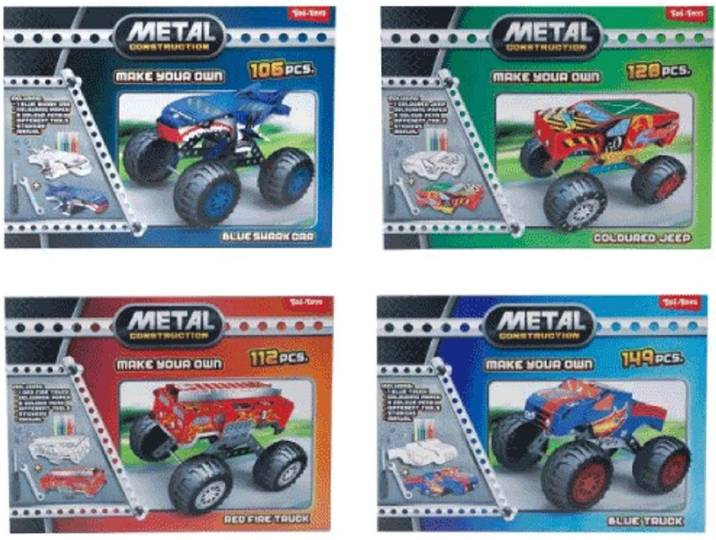 Toi-Toys 3D constructiemetaal - Monstertruck - Creatief bouwen - Willekeurig kleur
