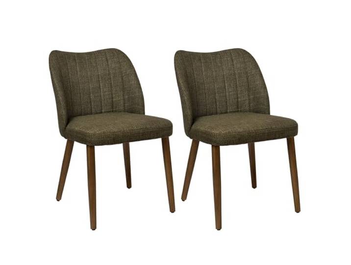 Duhome Esszimmerstuhl 2er Set Leinenstuhl, Grün Gepolstert mit Holzbeinen Modern Küchenstuhl für Esszimmer Wohnzimmer Küche