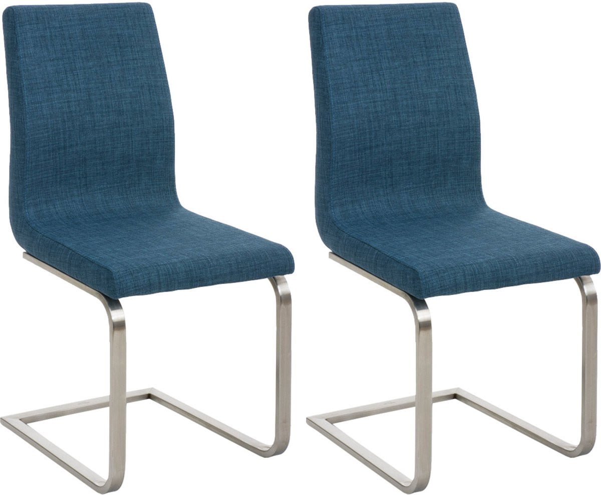 CLP Belfort Set van 2 eetkamerstoelen - Stof - Blauw
