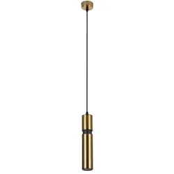 Deckenlampe zylindrischer Lampenschirm Hängelampe Küchenlampe Lampenfassung GU10 Kupfer-Metall Pendelleuchte Flur  Wohnräume