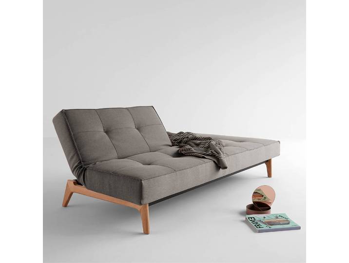 Schlafsofa Eik Webstoff Grau Stoff Mixed Dance 210 x 79 x 96cm Retro