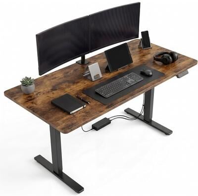 Garvee Electric Height Adjustable 2-Fold Sit-Stand Desk, Home Office Gaming Desk
