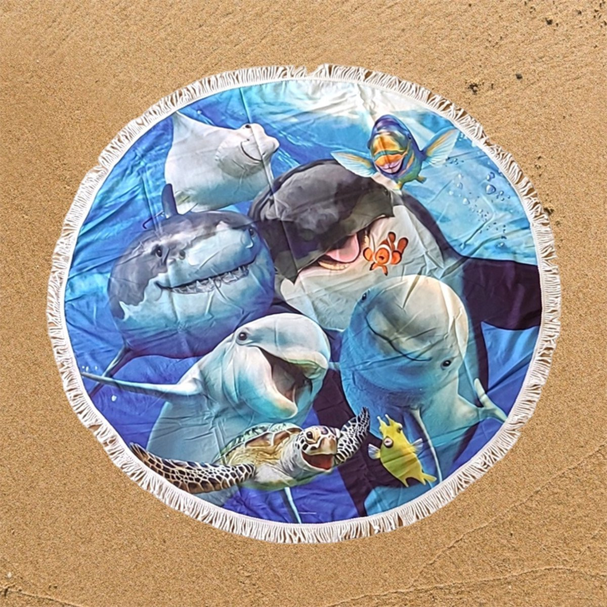 Ocean Selfie Strandlaken met Dolfijnen en Orka - 150 cm