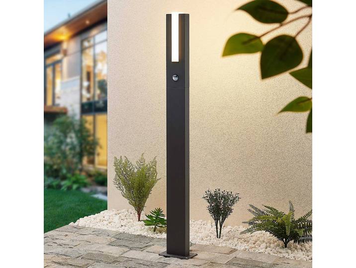 Lucande LED-Wegelampe Virgalia, Bewegungsmelder, 100cm, IP54 Virgalia, schwarz, Aluminium, Modern