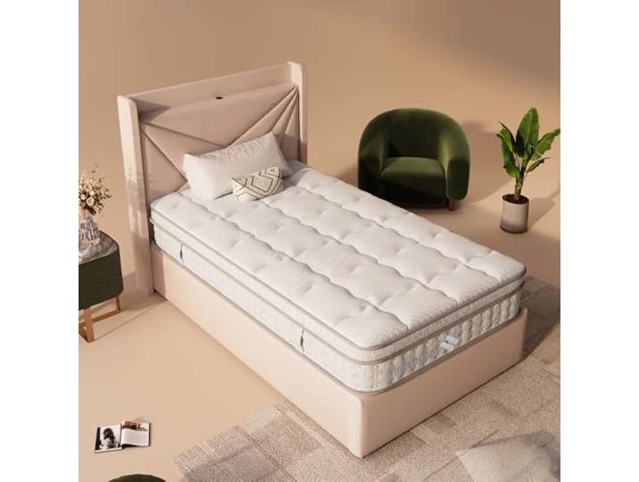 YAIXBNG 7-Zonen Taschenfederkernmatratze 90x200 cm H3, 25cm Hohe Kaltschaum Hybrid-Matratze, Ergonomische Punktelastizität & Atmungsaktiv, Oeko-TEX Zertifiziert, Matratze für Einzelschläfer