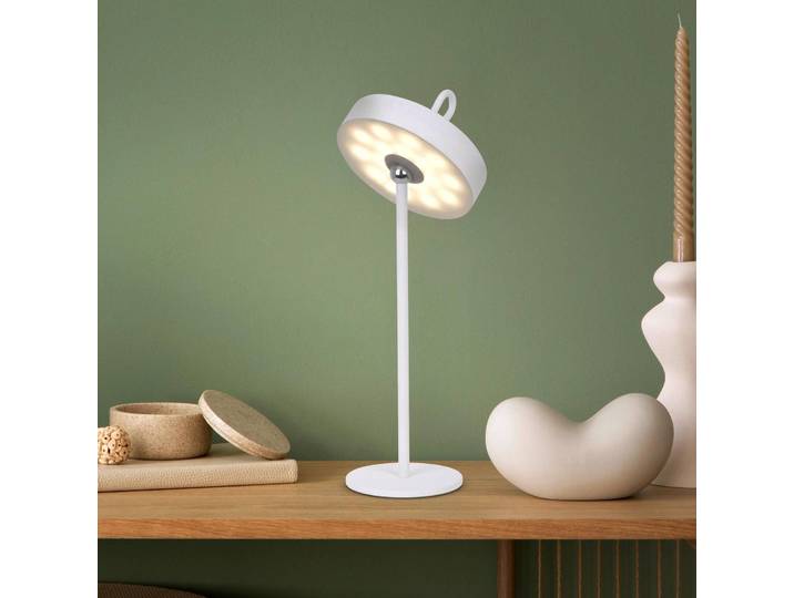 Näve LED-Akku-Tischleuchte Ella, magnetisch, weiß dimmbar, weiß / opal, für Wohn- / Esszimmer, Metall, Skandinavisch