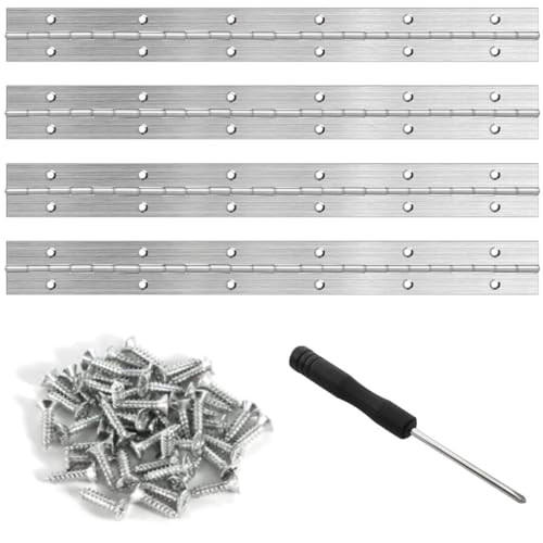Bangbobi RVS Pianoscharnier Set met schroeven en schroevendraaier, 30 cm