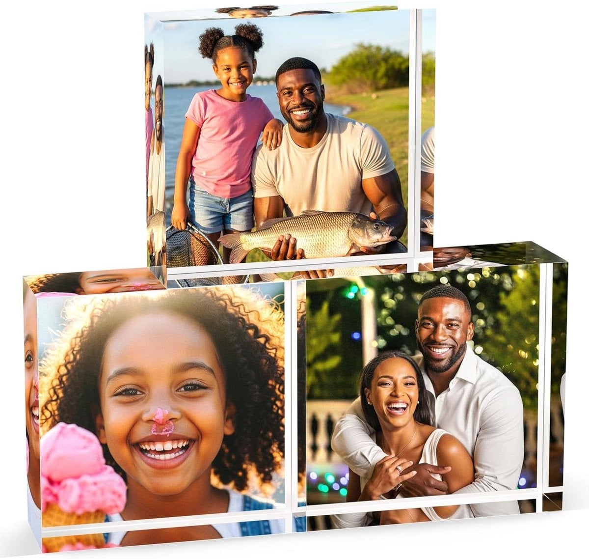 Set van 3 Acryl Foto Blokken met 3D-effect - 6x6 Inch