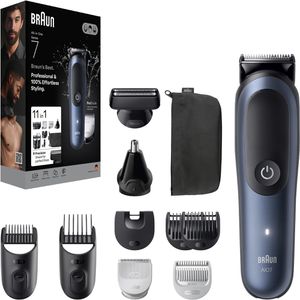Braun Barttrimmer All-In-One Series 7, AIO7540, 17 Schnittstufen, mit 9 Aufsätzen und Tasche