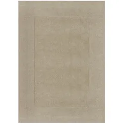 Handgewebter Wollteppich mit feinen Randdetails, `Mole`. Farbe: Beige, 160x230 cm | Kadima Design