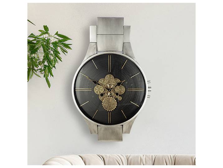 Horloge Timing Fer, verni 63 x 100 x 9cm Argenté