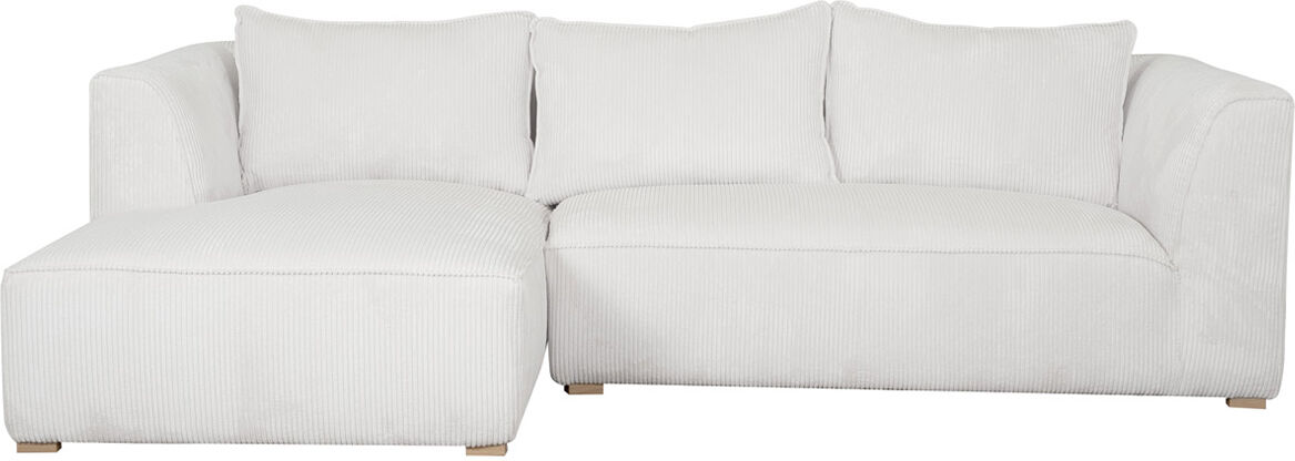 Miliboo Design-Ecksofa linksseitig aus écrufarbenem Cordstoff mit Samteffekt 3-4 Sitzer PANAM