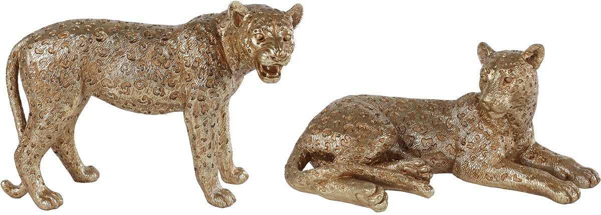 Luipaard staand sculptuur beeld goud polystone van Peters
