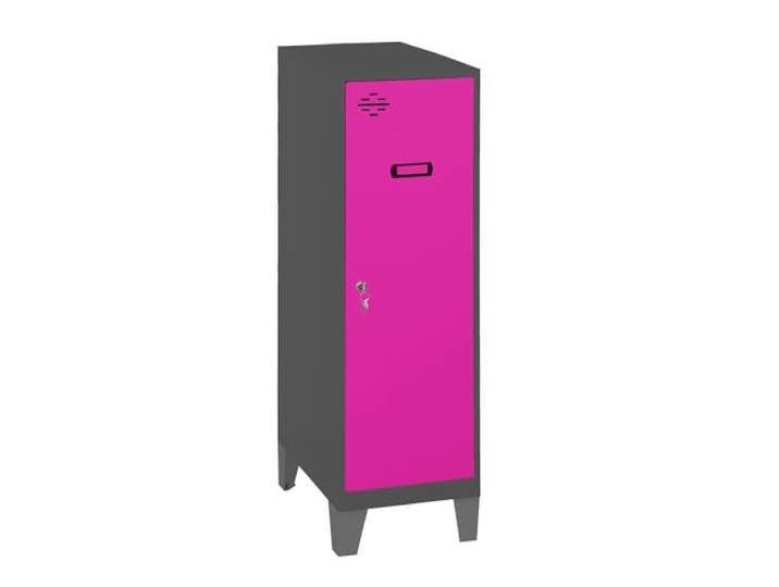 Simon Rack Simonlocker Kommode, klein, 1015 x 300 x 500 mm, Amario aus Metall, mit Schlüssel, Anthrazit/Rosa