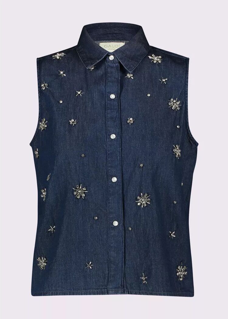 GAUDI - Bluse, für Damen, Blau Denim, Größe XL