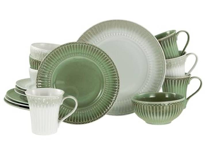 CreaTable, 24492, Serie Celadon Mix, 16-teiliges Geschirrset, Kombiservice aus Steinzeug, spülmaschinen- und mikrowellengeeignet, Qualitätsproduktion