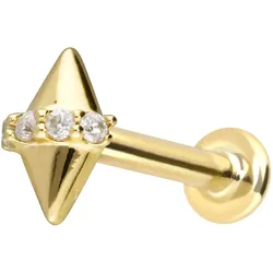 14 Karat Gold Labret mit Innengewinde MOISSANITE + 2 SPITZEN