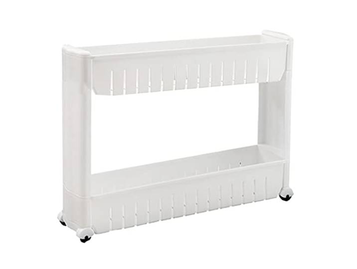 ROHCGHC Rollwagen, Rollender Aufbewahrungswagen Räder Bad Küche Waschküche(/White,2 Tier)