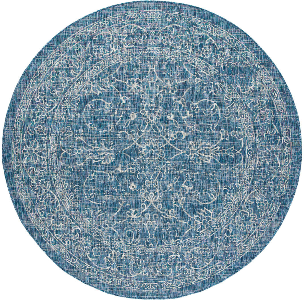 ClassicLiving Abhik Indoor/Outdoor Rug Navy / Ivory Round 160 cm