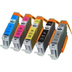 5 Ampertec Tinten ersetzt Canon CLI-551XL Multipack KCMY GY