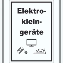 HB-Druck Elektrokleingeräte Mülltrennung Aufkleber Text Symbol Haushaltsgerät A6 (105x148mm)
