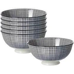SERVIERSCHALEN Takeo Stripes schwarz-weiß ø 12 cm 6er Set