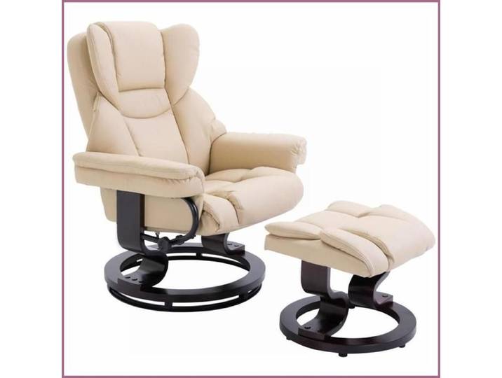 Fauteuil Inclinable - Avec Repose-Pieds Pivotant 360° Inclinable 145° - Crème