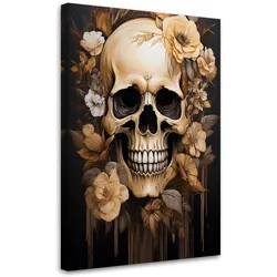 WANDBILD totenkopfblumen beige