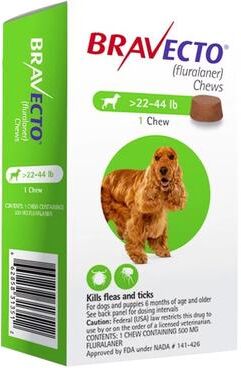 Nexgard Bravecto For Medium Dogs 22- 44 Lbs (Green) 3 Chews