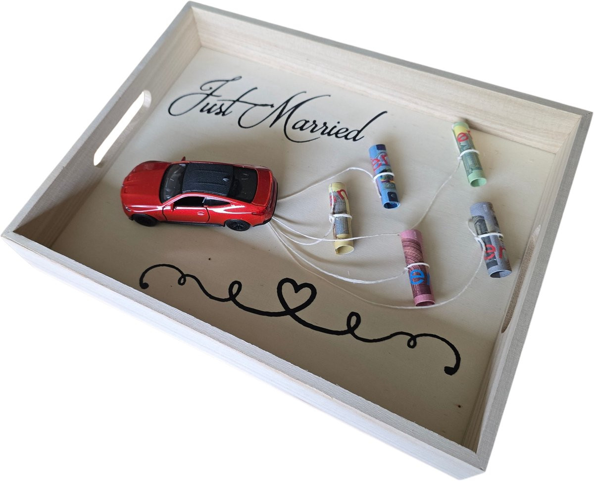 Dienblad Just Married Trouwcadeau