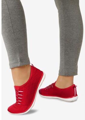 Women's The CV Sport Ariya Textured Knit Slip On Sneaker by Comfortview in Crimson (Size 7 M)