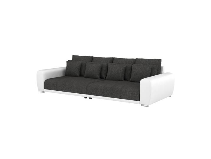 Sofa Leder SAM anthrazit/weiss