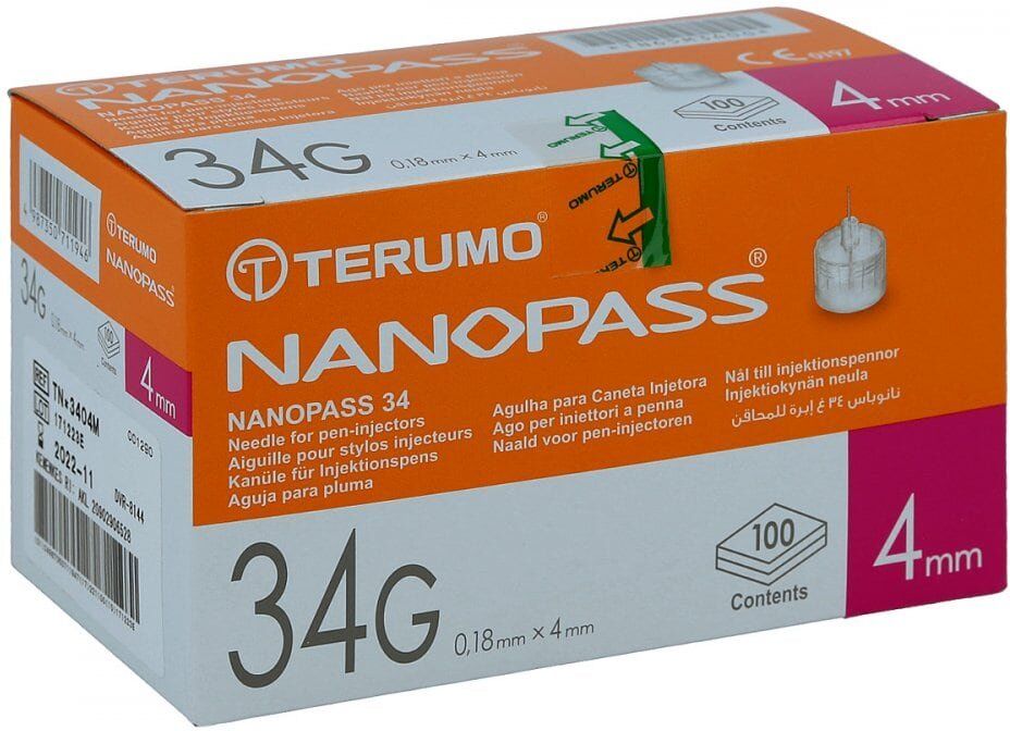 Terumo Nanopass 34 Pen Kanüle 34g 0,18x4mm
