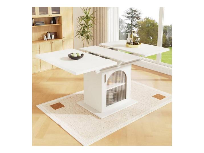 LuxusKollektion Esstisch Esstisch Teleskoptisch ausziehbar 140x80cm 3 Ablagen Weiße (1-St)