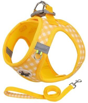 Uplift Essentials Professional Adjustable Reflective Kitten Chest Strap & Leash Set yellow s