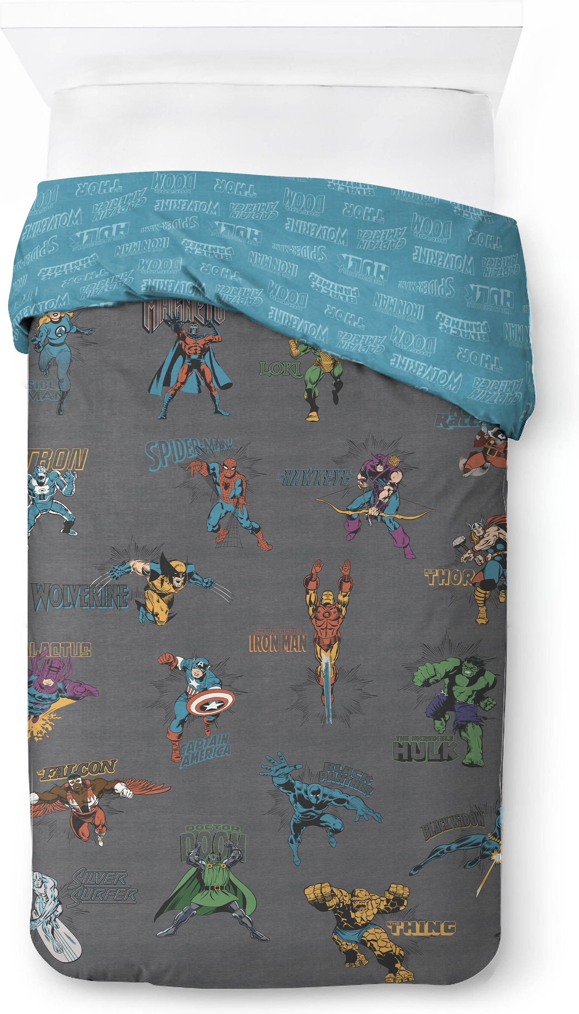 Bettwäsche MARVEL "Marvel Comics Super Heroes", grau, B/L: 137cm x 200cm, 1 Stk., 1 Stk., Baumwoll-Leinen Mix, B/L: 80cm x 80cm, 2, Baumwoll-Leinen Mix, Obermaterial: 100% Baumwolle, Bettwäsche, Bettwäsche grau B/L: 137cm x 200cm, 1 Stk., 1 Stk., Baumwoll