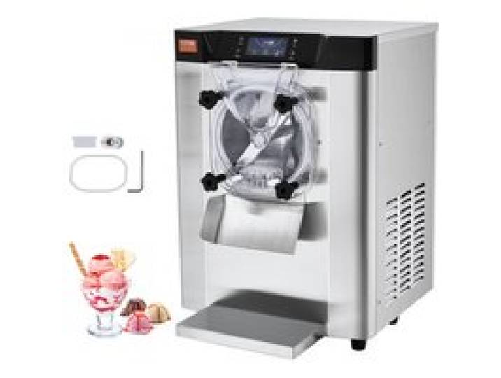 VEVOR Kommerzielle Eiscreme-Maschine, 12 L/h Einzelgeschmacksrichtung Arbeitsplatten-Eiscrememaschine für Hartes Servieren, 4,5 L Edelstahlzylinder, LED-Panel, Automatische Vorkühlung mit Reinigung