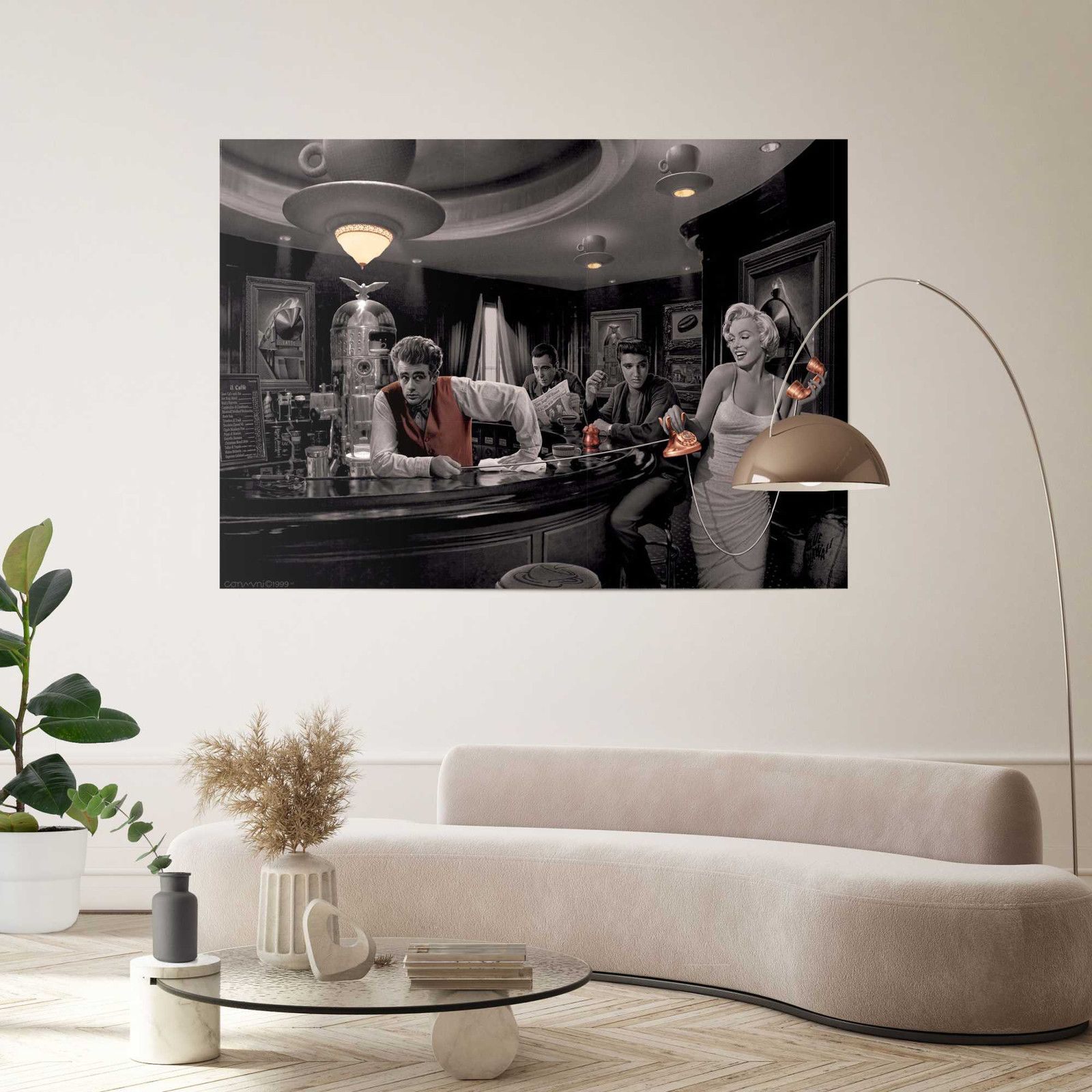 home24 Poster Giant XXL Java Dreams zwart abstracte illustratie op papier, Breedte: 100 cm, Hoogte: 140 cm