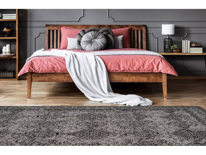 Teppich CALO-DELUXE Bello 210 Gr. 3, grau (grau, schwarz), B:120cm H:10mm L:170cm, Baumwolle, Polyester, Teppiche, Teppich, Vintage Design, Wohnzimmer