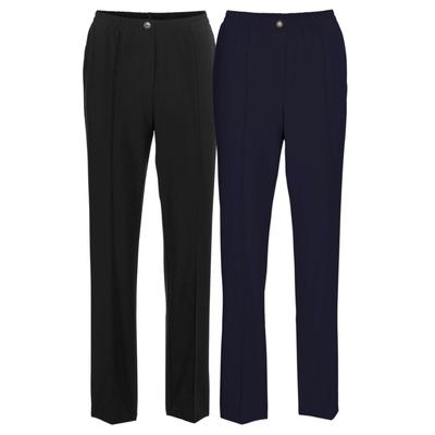 Schlupfhose GOLDNER "Stretchhosen mit elastischem Bund", Damen, Gr. 42, N-Gr, blau (marine, schwarz), Obermaterial: 100% Polyester COOLMAX(R) PES(Coolmax)., normal, Hosen Schlupfhose, Ohne