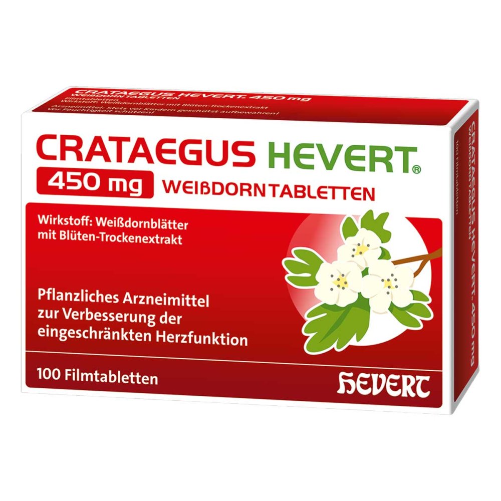 Hevert-Arzneimittel GmbH & Co. KG Crataegus Hevert 450 mg Weißdorntabletten 19483478