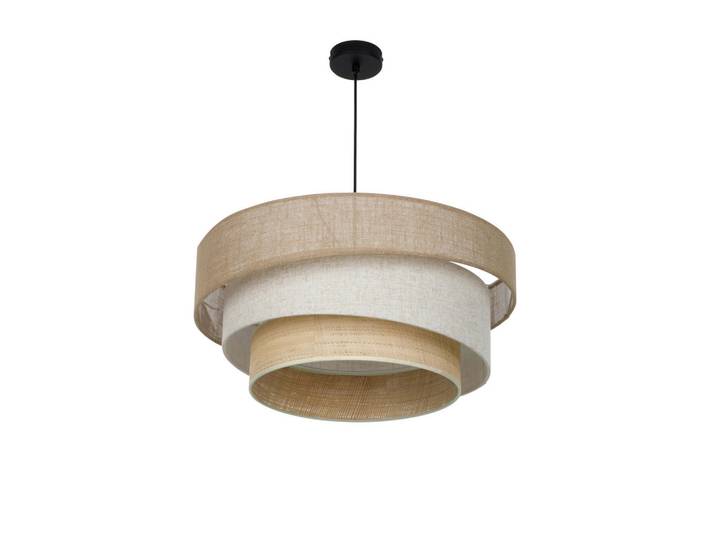 Novel Hängeleuchte Fiona, Naturfarben, Schwarz, Khaki, Metall, Naturmaterialien, rund, 150 cm, einfach zu transportierenschirm, Lampen & Leuchten, Innenbeleuchtung, Hängeleuchten, Pendelleuchten
